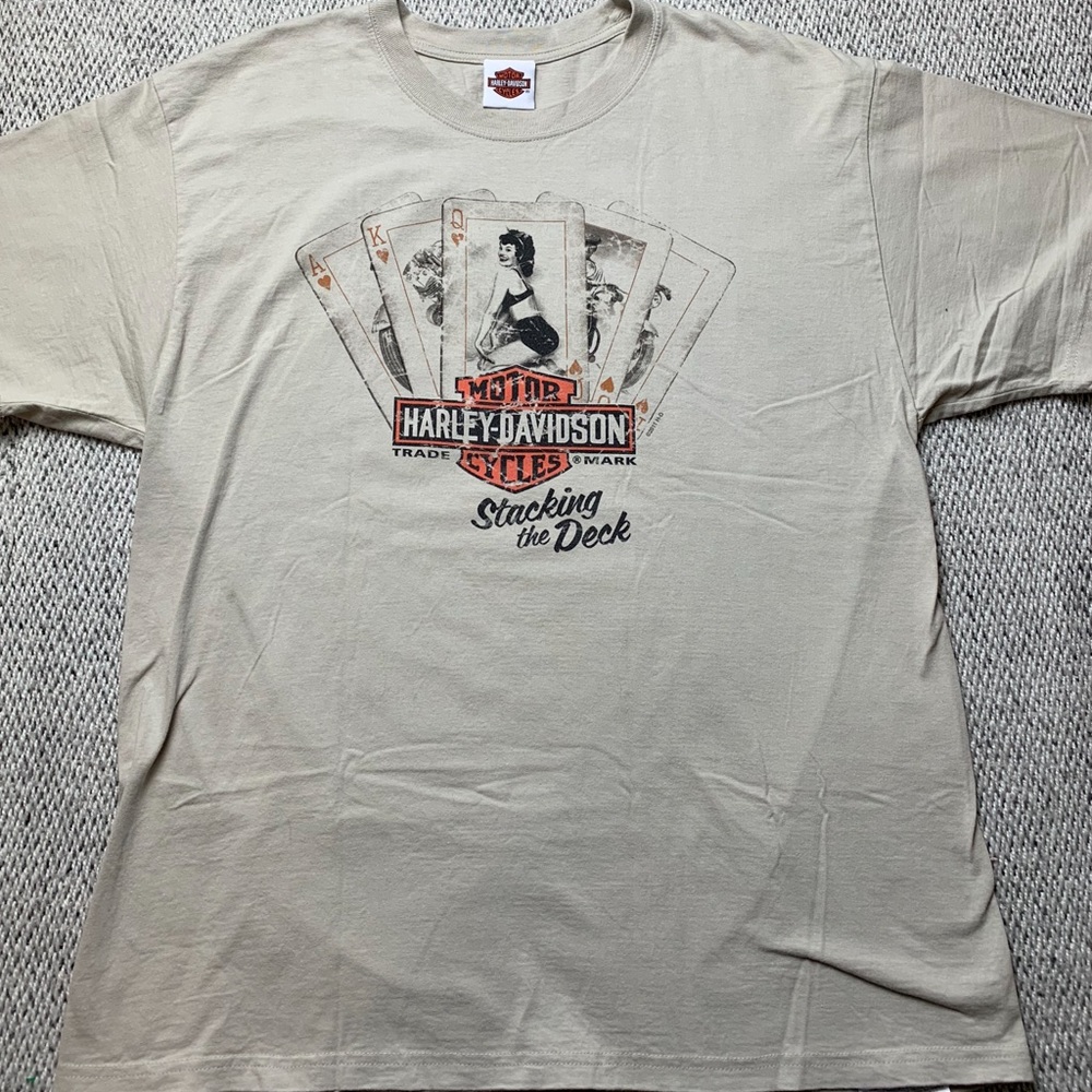Harley Davidson Pinup Girl Gambling XL T Shirt